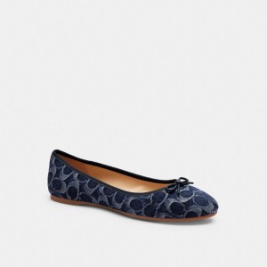 Coach Abigail Flat In Signature Denim Denim Women Loafers Blue | UAE_CH65340