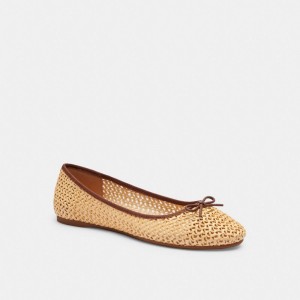 Coach Abigail Flat Natural Women Loafers Beige | UAE_CH92118