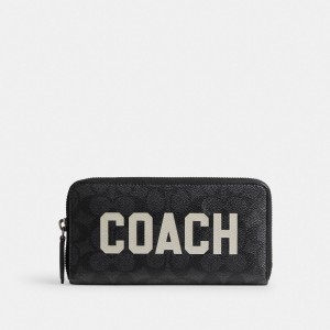 Coach Accordion In Signature Canvas With Graphic Men Large Wallets Black | UAE_CH67917