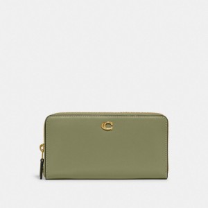 Coach Accordion Zip Refined Calf Leather Women Large Wallets Green | UAE_CH45752