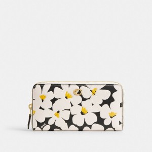 Coach Accordion Zip With Floral Print Brass Women Large Wallets Multicolor | UAE_CH17906