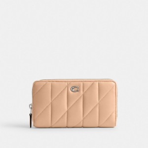 Coach Accordion Zip With Pillow Quilting Nappa Leather Women Large Wallets Silver | UAE_CH26280