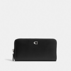 Coach Accordion Zip Women Large Wallets Silver / Black | UAE_CH58487