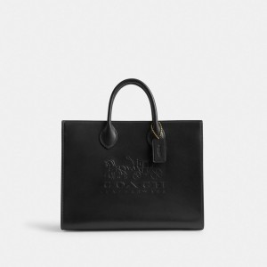 Coach Ace 35 Brass Women Tote Bag Black | UAE_CH48676