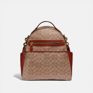 Coach Baby In Signature Canvas Brass Women Backpacks Brown / Red | UAE_CH61548