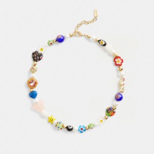 Coach Beaded Charm Women Necklace Gold | UAE_CH40260