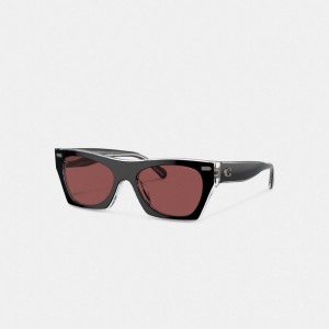 Coach Beveled Signature Square & Clear Women Sunglasses Black | UAE_CH42253