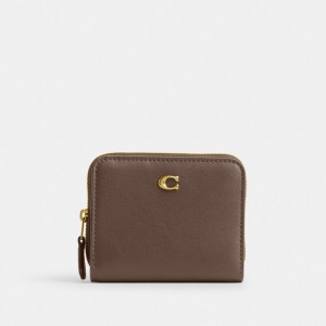 Coach Billfold Refined Calf Leather Women Small Wallets Dark Grey | UAE_CH49941