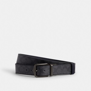 Coach Boxed Harness And Signature Buckle Cut To Size Reversible Belt 38 Mm Men Belts Grey / Navy | UAE_CH36009