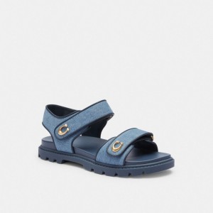 Coach Brynn Indigo Denim Women Sandals Indigo Blue | UAE_CH88043