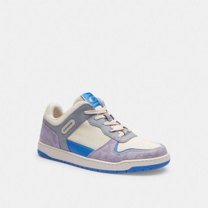 Coach C201 In Signature Canvas Chalk Men Sneakers Purple | UAE_CH57337