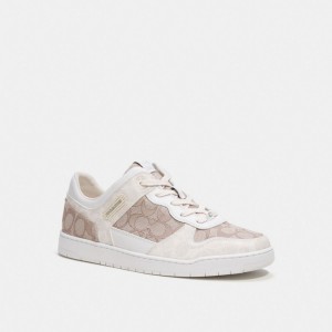 Coach C201 In Signature Jacquard Chalk Men Sneakers Grey | UAE_CH84593