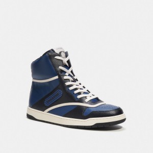 Coach C202 High Top Men Sneakers Deep Blue | UAE_CH72226