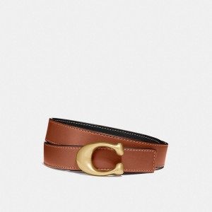 Coach C Hardware Reversible Belt 25 Mm Brass Women Belts Black | UAE_CH97893