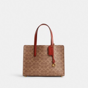 Coach Carter 28 In Signature Women Handbag Brown / Red | UAE_CH80309