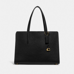 Coach Carter Polished Pebble Leather Women Handbag Black | UAE_CH13827