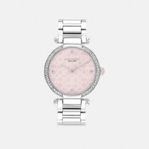 Coach Cary 34 Mm Stainless Steel Women Watches Grey / Pink | UAE_CH57276