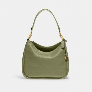 Coach Cary Pebble Leather Women Shoulder Bags Green | UAE_CH84376