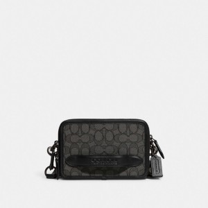 Coach Charter In Signature Jacquard Men Crossbody Bags Grey / Black | UAE_CH90876