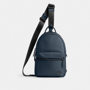 Coach Charter Pack Denim Men Crossbody Bags Dark Blue | UAE_CH86218
