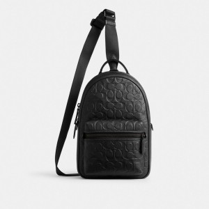 Coach Charter Pack In Signature Leather Men Crossbody Bags Black | UAE_CH99104