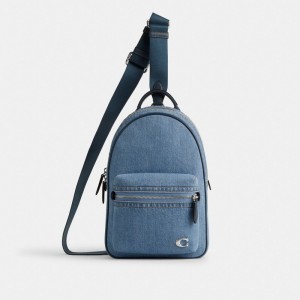 Coach Charter Pack Indigo Denim Men Crossbody Bags Indigo Blue | UAE_CH32229