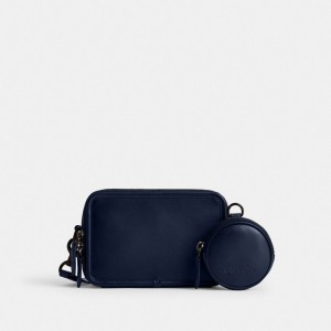 Coach Charter With Hybrid Pouch Glovetanned Leather Men Crossbody Bags Deep Blue | UAE_CH73854