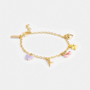 Coach Cherry And Heart Charm Women Bracelets Gold | UAE_CH46135