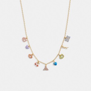 Coach Cherry And Heart Charm Women Necklace Gold | UAE_CH69580