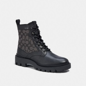 Coach Citysole Lace Up In Signature Jacquard Men Boots Black | UAE_CH89104