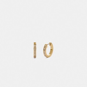 Coach Classic Crystal Pearl Huggie Women Earrings Gold | UAE_CH67797