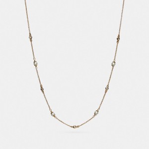Coach Classic Crystal Pearl Women Necklace Gold | UAE_CH85391