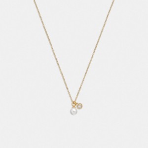 Coach Classic Pearl Pendant Women Necklace Gold | UAE_CH53349
