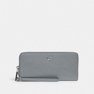Coach Continental Crossgrain Leather Women Large Wallets Grey Blue | UAE_CH25787
