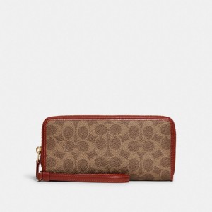Coach Continental In Signature Women Large Wallets Brown / Red | UAE_CH27443