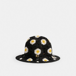 Coach Daisy Crochet Bucket Women Hats Black | UAE_CH55422