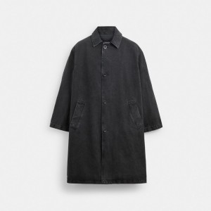 Coach Denim Balmaccan In Organic Cotton Men Jackets Black | UAE_CH66730