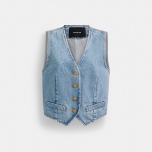 Coach Denim In Organic Cotton Women Tops Blue | UAE_CH98967