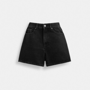 Coach Denim Shorts In Organic Cotton Women Skirt Blue Black | UAE_CH66003