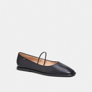Coach Emilia Mary Jane Leather Women Loafers Black | UAE_CH84126