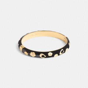 Coach Enamel Signature Floral Bangle Women Bangles Gold / Black | UAE_CH46386