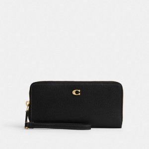 Coach Essential Continental Brass Women Large Wallets Black | UAE_CH66978