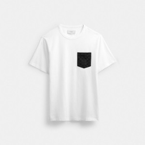 Coach Essential Pocket Men T Shirts White / Grey | UAE_CH31568