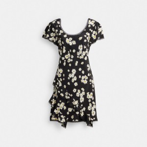 Coach Floral Mini Women Dress Black | UAE_CH58534