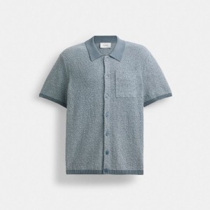 Coach Flushio Polo Men Sweaters Blue | UAE_CH70835