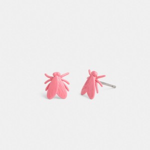 Coach Fly Stud Women Earrings Silver / Pink | UAE_CH53401