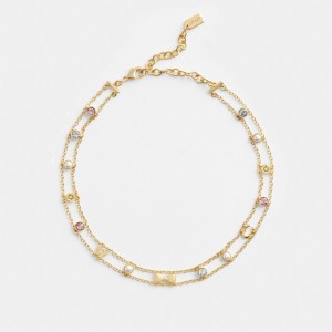 Coach Garden Charms Choker Women Necklace Gold | UAE_CH80536