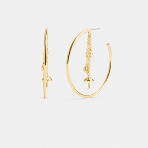 Coach Garden Charms Hoop Women Earrings Gold | UAE_CH51363