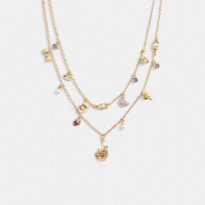Coach Garden Charms Layered Women Necklace Gold | UAE_CH25437