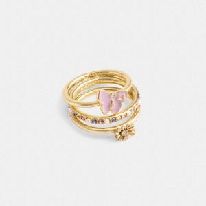 Coach Garden Charms Set Women Ring Gold | UAE_CH35754